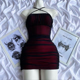 Kukombo Simple Sheath Halter Black Burgundy Homecoming Dresses Short Cocktail Dress With Ruffles C2559