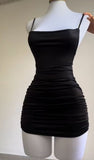 Kukombo Cheap Sheath Spaghetti Straps Black Homecoming Dresses Short Little Black Dress C2562