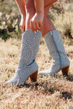 Kukombo Country Soul Rhinestone/Studded Western Boots (Blue Denim)