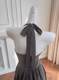 Kukombo Grey halter neck A-line dress ED01126