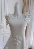 Kukombo White suspender flower dress French retro dress ED01250