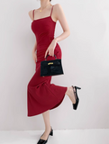 Kukombo Red mermaid spaghetti strap long dress ED01391