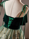 Kukombo valentines day outfits A-Line Tulle Lace Sequin Green Short Prom Dress, Green Homecoming Dress ED063