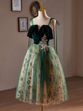 Kukombo valentines day outfits A-Line Tulle Lace Sequin Green Short Prom Dress, Green Homecoming Dress ED063