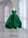 Kukombo valentines day outfits V Neck Satin Green Prom Dress, Green Formal Evening Dresses ED0633