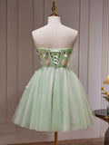 Kukombo valentines day outfits Green A-Line Tulle Short Prom Dress, Cute Green Homecoming Dresses ED0635