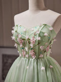 Kukombo valentines day outfits Green A-Line Tulle Short Prom Dress, Cute Green Homecoming Dresses ED0635