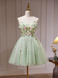 Kukombo valentines day outfits Green A-Line Tulle Short Prom Dress, Cute Green Homecoming Dresses ED0635