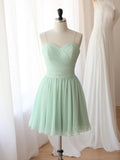 Kukombo valentines day outfits A-Line Sweetheart Neck Chiffon Green Short Prom Dress, Green Homecoming Dress ED064