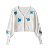 Kukombo Embroidery Butterfly Knitted Camisole and Sweater Set