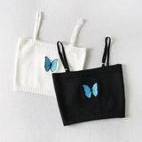 Kukombo Embroidery Butterfly Knitted Camisole and Sweater Set