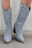 Kukombo Country Soul Rhinestone/Studded Western Boots (Blue Denim)