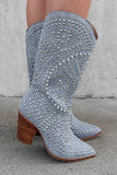 Kukombo Country Soul Rhinestone/Studded Western Boots (Blue Denim)