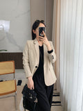 buisnesscore outfit women Th Home Light Luxury! Three-Dimensional Cut Wool Blended Slim Fit Slimming One Button Suit Jacket Skirt Suit Women