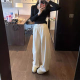 Kukombo soulja boy outfits 480G Banana Sweatpants Autumn and Winter High Waist Draping Casual Sports Creamy-white Straight Wide Leg Pants for Women