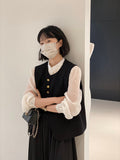 Kukombo miu style light luxury exquisite black small Chanel style suit vest female sleeveless temperament commuter top 1038