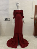 freshman hoco dresses Women's Button Puff Sleeve Maternity Jumpsuit Long Dress Photography Mopping Floor Dress 1244