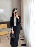 buisnesscore outfit women Th Home Light Luxury! Three-Dimensional Cut Wool Blended Slim Fit Slimming One Button Suit Jacket Skirt Suit Women