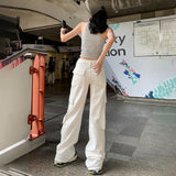 YC & Original American Retro Loose Wide-leg Multi-pocket Overalls Drape Trend Straight Jeans Women