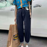 joker costume female outfit Blue Ripped Jeans Women's Summer High Waist Slimming Straight Pants Loose Wide Leg Mopping Pants Fashion