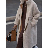 2024 Autumn and Winter Ins Style Lamb Wool Coat for Women Thickened Korean Style Mid-Length Cotton-Padded Coat for Women