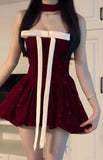 Kukombo Ball Gown Strapless Dark Red Christmas Dress Birthday Dresses Birthday Outfits