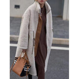 Kukombo 2024 Autumn and Winter Ins Style Lamb Wool Coat for Women Thickened Korean Style Mid-Length Cotton-Padded Coat for Women