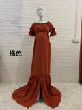 freshman hoco dresses Women's Button Puff Sleeve Maternity Jumpsuit Long Dress Photography Mopping Floor Dress 1244