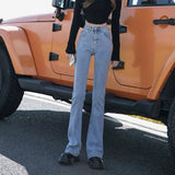 tailgate outfit black women 2024 Summer Thin Straight Jeans Women's High Waist Slimming Fat Covering Wide Leg Black Micro Horn Mop Pants