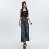 Kukombo cool lyocell tencel nine-point pants 2024 summer new high waist versatile wide-leg jeans