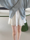 Kukombo light ballet style ~ pearlescent sweet simple patchwork skirt female summer versatile pleated short skirt 1101