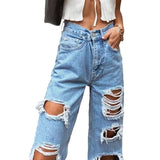 Kukombo back to school outfits High Quality Southeast Asian Women's Ripped Jeans Women's Straight Loose Jeans