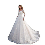 crystal fascination dress to impress Summer New Women's Long-Sleeved off-Shoulder Bridal Wedding Dress Dress Dress 8801