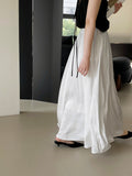 Kukombo Bai Yueguang ~ Early Spring New Heavy Satin Glossy Solid Color Skirt Women's Long Swing Skirt 1028