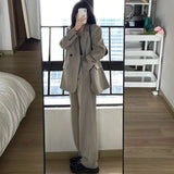 buisnesscore outfit women Fashion Casual High-End Suit Jacket for Women 2024 Autumn and Winter New Korean Style Loose Slimming Two-Piece Suit Suit