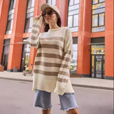 sweater Women's Sweater 2024 Autumn and Winter New Casual Striped Loose round Neck Pullover Sweater Coat for Women