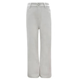 Spring New Retro High Waist Loose White All-match Drape Straight Pants Jeans Women