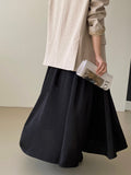 Kukombo Bai Yueguang ~ Early Spring New Heavy Satin Glossy Solid Color Skirt Women's Long Swing Skirt 1028