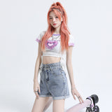 Kukombo high waist a-line loose double buckle wide-leg shorts for women 2024 summer new all-match slim shorts