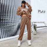 fall outfits aesthetic back to school Suit Women's Loose Sweater + Sweatpants Two Pieces Suit plus Size Fashion Warm