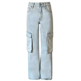 YC & Original American Retro Loose Wide-leg Multi-pocket Overalls Drape Trend Straight Jeans Women