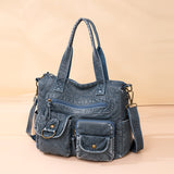 2000s fashion Retro Large Capacity Bag Women's Bag New Fashion Washed Leather Mother Bag Casual Shoulder Messenger Bag