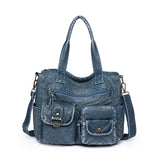 2000s fashion Retro Large Capacity Bag Women's Bag New Fashion Washed Leather Mother Bag Casual Shoulder Messenger Bag