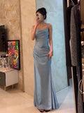 Kukombo Retro Mermaid Spaghetti Straps Blue Sequin Prom Dresses Birthday Outfits With Ruffle