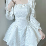 Kukombo Ball Gown Square Neckline White Lace Holiday Dress Birthday Dresses Birthday Outfits