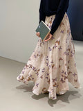 Kukombo Good Luck Butterfly Skirt Atmosphere Swing High Waist Skirt Women Spring and Summer Printed Irregular Long Skirt 591