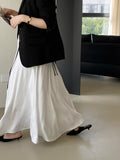 Kukombo Bai Yueguang ~ Early Spring New Heavy Satin Glossy Solid Color Skirt Women's Long Swing Skirt 1028