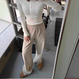 soulja boy outfits Women's Autumn and Winter Mid-Waist Corduroy Wide-Leg Pants Slim Draping Casual Straight Trousers