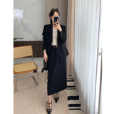 buisnesscore outfit women Th Home Light Luxury! Three-Dimensional Cut Wool Blended Slim Fit Slimming One Button Suit Jacket Skirt Suit Women