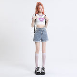 Kukombo high waist a-line loose double buckle wide-leg shorts for women 2024 summer new all-match slim shorts